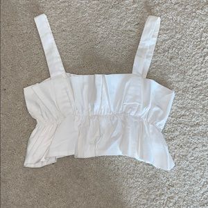 White Scrunched Crop Top Tank